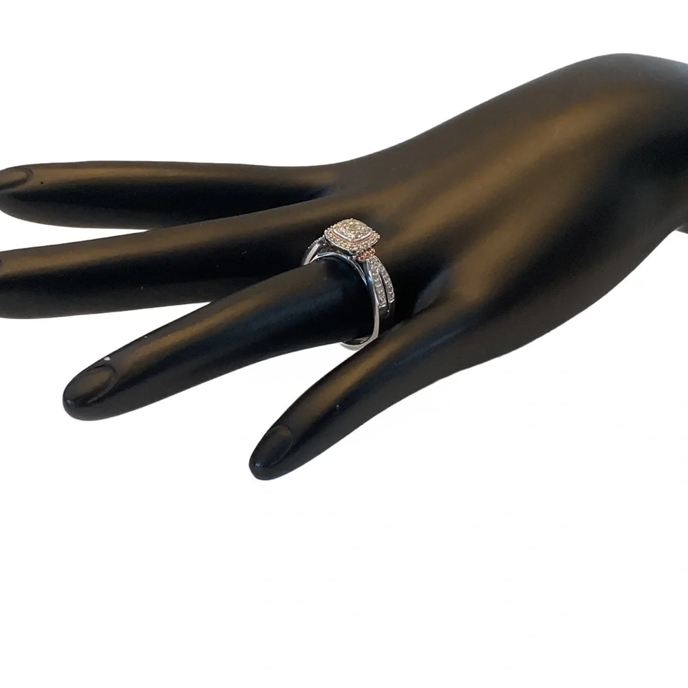 STERLING SILVER W/14K ROSE GOLD OVERLAY ACCENTS .33CTW GENUINE DIAMOND RING (7)